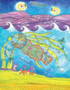 The storm blew in Acrylic paint, ink, coloured pencil, 9 X 12"