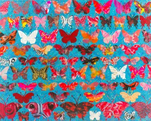 Turquoise Butterflies 22 X 28"